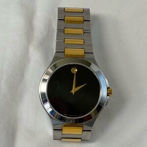 Movado Two-Tone Stainless Steel Watch with Black Dial
